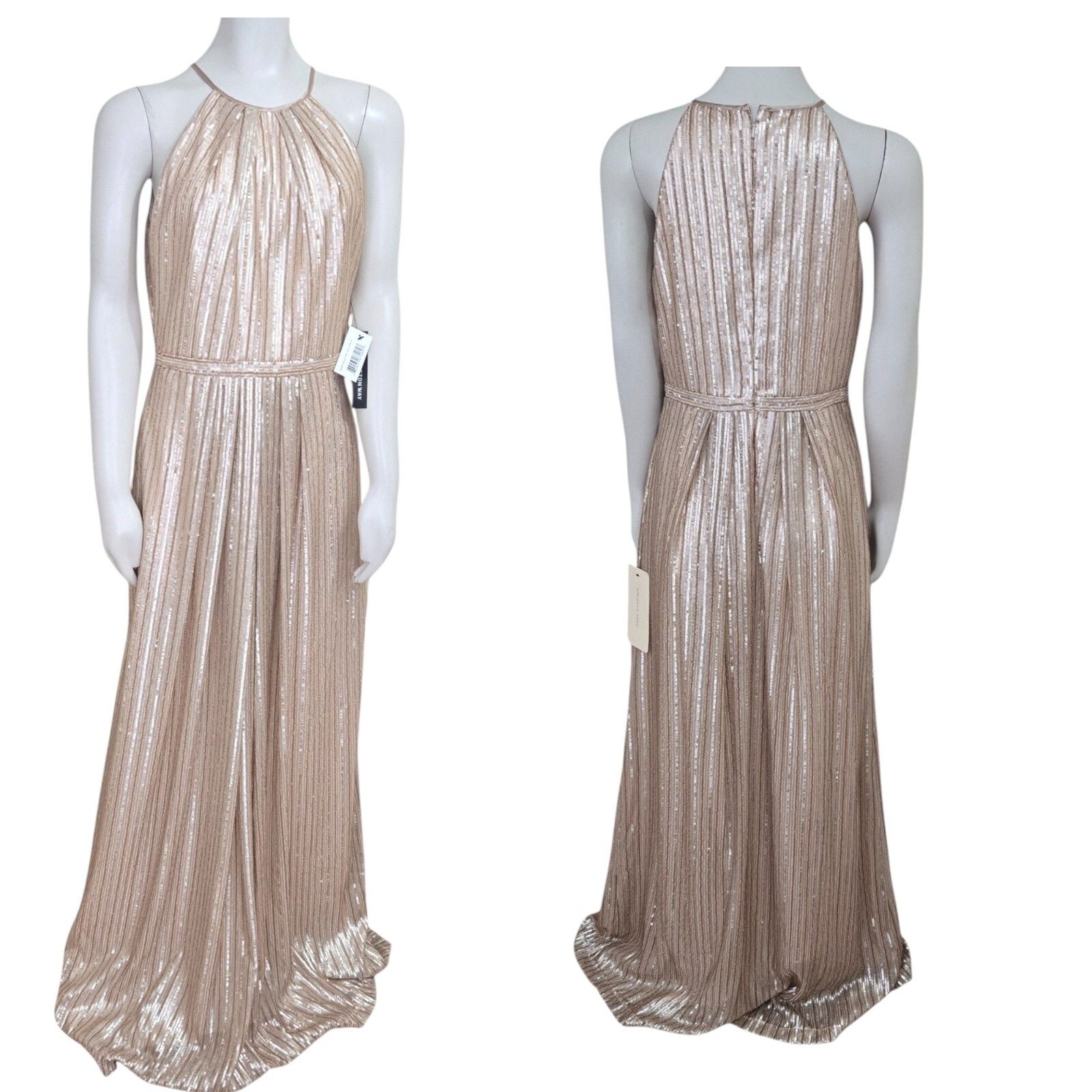 Adrianna Papell Weddington Way Gown Sz 8 Isabelle Sequin Gold Formal Evening Nwt